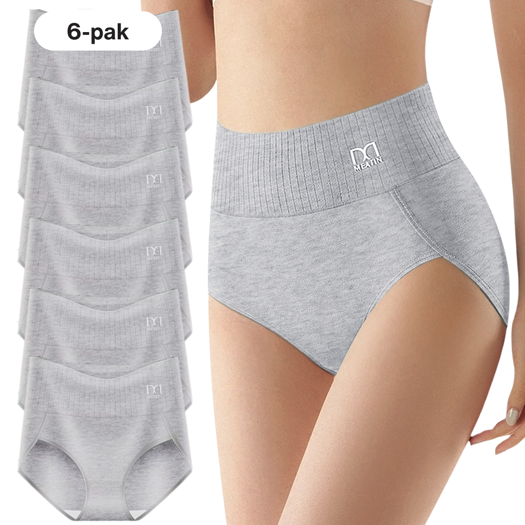 StödSilhuett™ | 6-pack andningsbara och bekväma högmidjade trosor med magkontroll